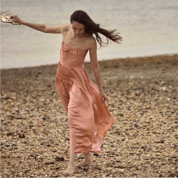 Doen 100% silk dress in papaya NWT - Picture 5 of 9